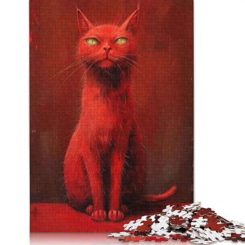 Fiery Feline Stare Puzzles 1000 Teile Schwer Puzzle Spielzeug Lernspiel Impossible Herausforderung Spielzeug Für Erwachsene Und Kinder in Bewährter 1000pcs (40x28cm) von LMYmoney
