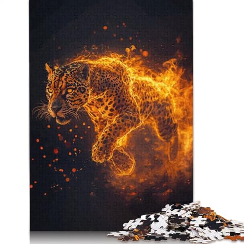 Fiery Jaguar Puzzles 1000-teilige Schwer Puzzle Spielzeug Lernspiel Impossible Herausforderungsspielzeug Für Erwachsene Kinder 1000pcs (75x50cm) von LMYmoney