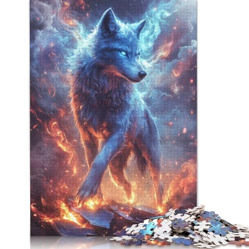 Fiery Wolf Puzzles 1000 Teile Schwer Puzzle Spielzeug Lernspiel Impossible Herausforderungsspielzeug Für Erwachsene Kinder 1000pcs (38x26cm) von LMYmoney
