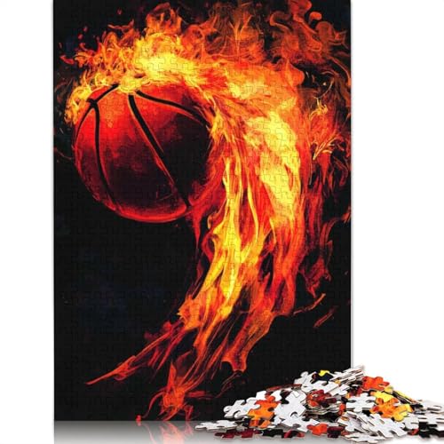Flaming Basketball Puzzle 1000-teilige Schwer Puzzle Spielzeug Pädagogisches Spiel Impossible Herausforderung Spielzeug Für Erwachsene Kinder 1000pcs (75x50cm) von LMYmoney