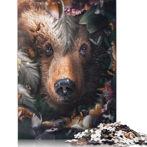 Floral Bear Puzzles 1000 Teile Schwer Puzzle Spielzeug Pädagogisches Spiel Impossible Herausforderung Spielzeug Für Erwachsene Kinder 1000pcs (75x50cm) von LMYmoney