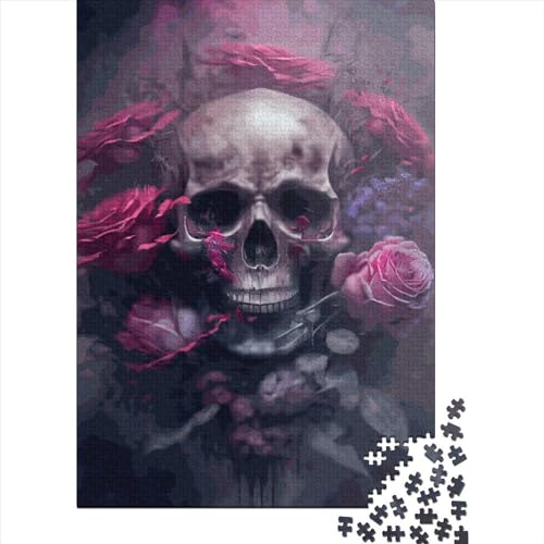 Floral Skull Puzzles 1000 Teile Schwer Puzzle Spielzeug Pädagogisches Spiel Impossible Herausforderungsspielzeug Für Erwachsene Und Kinder Ab 14 Jahren 1000pcs (38x26cm) von LMYmoney