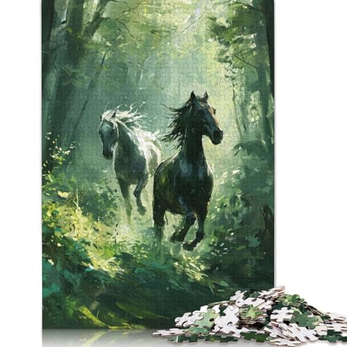 Forest Galloping Duo Puzzles 1000 Teile Schwer Puzzle Spielzeug Lernspiel Impossible Herausforderung Spielzeug Für Erwachsene Kinder 1000pcs (75x50cm) von LMYmoney