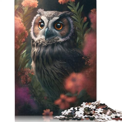 Forest Owl Flowers Puzzle 1000-teilige Schwer Puzzle Spielzeug Lernspiel Impossible Herausforderung Spielzeug Für Erwachsene Kinder 1000pcs (75x50cm) von LMYmoney