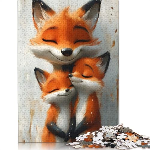 Fox Family Hug Puzzle 1000 Teile Schwer Puzzle Spielzeug Lernspiel Impossible Herausforderungsspielzeug Für Erwachsene Und Kinder in Bewährter 1000pcs (75x50cm) von LMYmoney