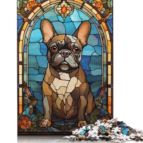 Französische Bulldogge, Glaspuzzle, 1500 Teile, für Erwachsene, kreative Spiele, Puzzlespiele für Erwachsene, für Jungen oder Mädchen, 1500 Teile (85 x 57 cm) von LMYmoney