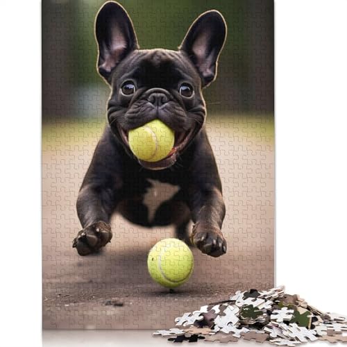 Französische Bulldogge, Tier-Hunde-Puzzle, Lernspiele, Familienaktivitäten, Premium-Karton-Puzzle für Frauen und Männer, Geschenk, 1000 Teile (26 x 38 cm) von LMYmoney