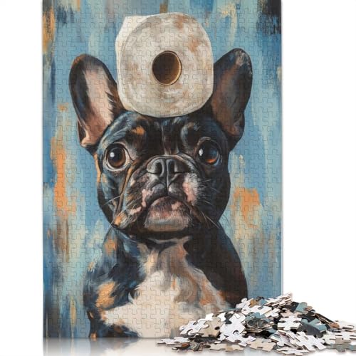 Französische Bulldogge mit Toilettenpapier-Puzzle, 520 Teile, für Erwachsene, kreative Spiele, Puzzlespiele für Erwachsene, für Jungen oder Mädchen, 520 Teile (52 x 38 cm) von LMYmoney