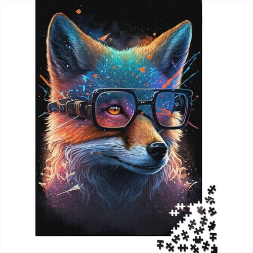Fuchs mit Brille, Puzzle, Dekompressionsspielzeug, rechteckiges Papierpuzzle für Kinder und Erwachsene ab 12 Jahren, 1000 Teile (38 x 26 cm) von LMYmoney