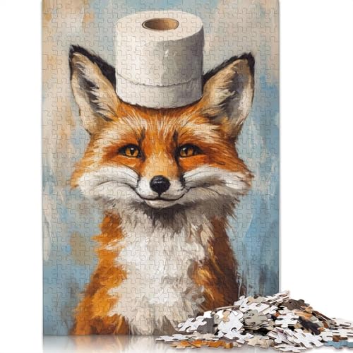 Fuchs mit Toilettenpapierhut, Puzzle für Erwachsene, herausforderndes und kniffliges Puzzle für Frauen und Männer, 1500 Teile (85 x 57 cm) von LMYmoney