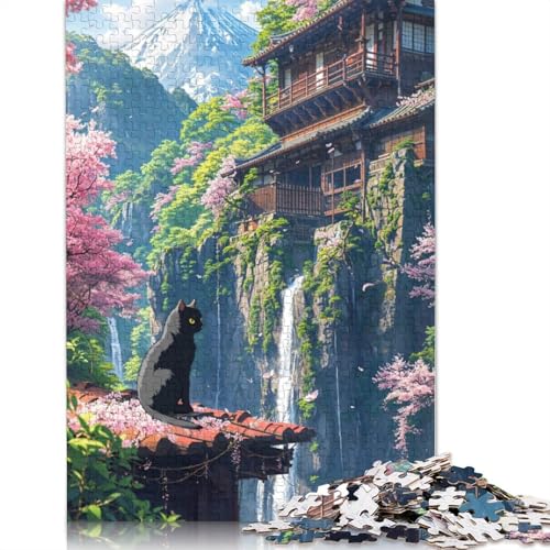 Fujis Feline Hanami 520-teiliges Puzzle für Erwachsene, Dekompressionsspielzeug, Denksportaufgaben für Frauen und Männer, 520 Teile (52 x 38 cm) von LMYmoney