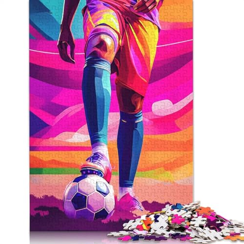 Fußballspieler in lebendigen Farben, Puzzlespaß, Premium-Karton-Puzzle für Erwachsene, Teenager, 1000 Teile (75 x 50 cm) von LMYmoney