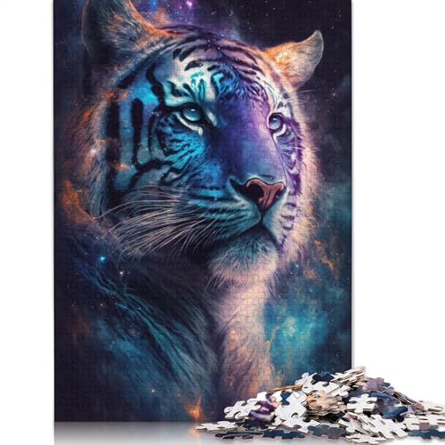 Galaxy Animal Tiger 1000-teiliges Puzzle für Teenager, Geschenke, Holzpuzzle, Puzzle für Erwachsene, Lernspiele für Zuhause, DIY-Spielzeug, 1000 Teile (75 x 50 cm) von LMYmoney