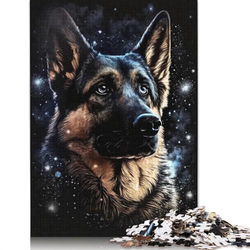 Galaxy Art Deutscher Schäferhund Puzzle Relax Challenge Spielzeug Papier Rechteckiges Puzzle für Jungen oder Mädchen 1000 Teile (75 x 50 cm) von LMYmoney