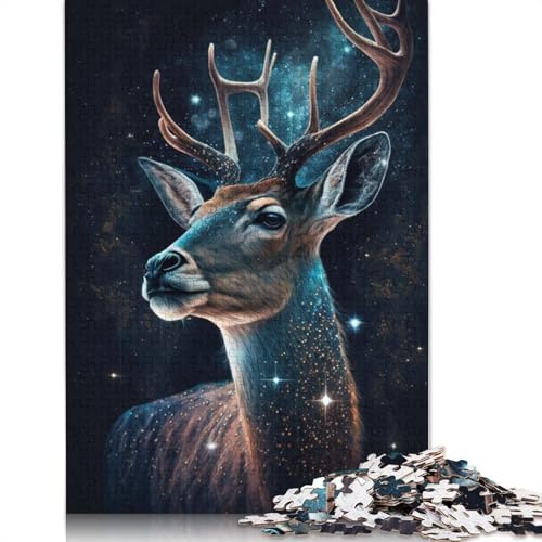 Galaxy Deer Holzpuzzle 1000 Teile Puzzle für Erwachsene Lernspiel Herausforderung Spielzeug 1000 Stück (75 x 50 cm) von LMYmoney