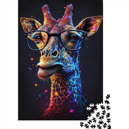 Galaxy-Giraffe mit Brille, Puzzle, 100% recycelter Karton, 100% recycelter Karton, Puzzle für Jungen oder Mädchen, 1000 Teile (38 x 26 cm) von LMYmoney