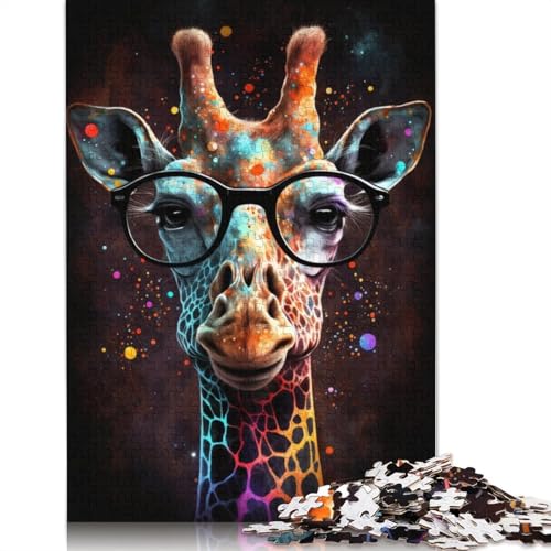 Galaxy-Giraffe mit Brille, Puzzle, 100% recycelter Karton, 100% recycelter Karton, Puzzle für Jungen oder Mädchen, 1000 Teile (75 x 50 cm) von LMYmoney