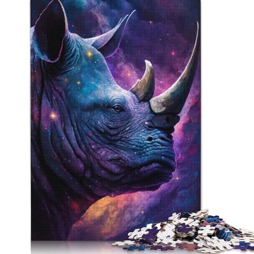 Galaxy Rhinoceros Holzpuzzle 1000 Teile Puzzle für Erwachsene Lernspiel Herausforderung Spielzeug 1000 Stück (75x50cm) von LMYmoney