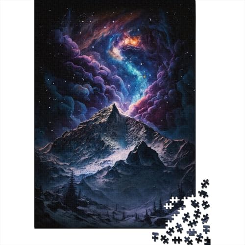 Galaxy Snowy Mountains Holzpuzzle 1000 Teile Puzzle für Erwachsene Lernspiel Herausforderung Spielzeug 1000 Stück (38 x 26 cm) von LMYmoney