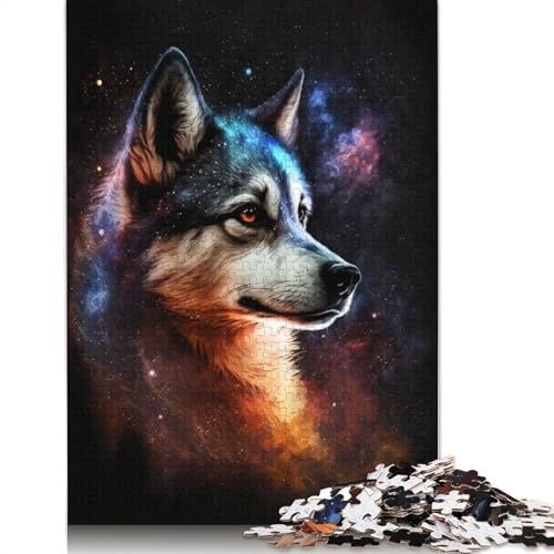 Galaxy Space Husky Puzzle, einzigartige Heimdekoration, 100% recycelter Karton, Puzzle für Erwachsene, 1000 Teile (75 x 50 cm) von LMYmoney