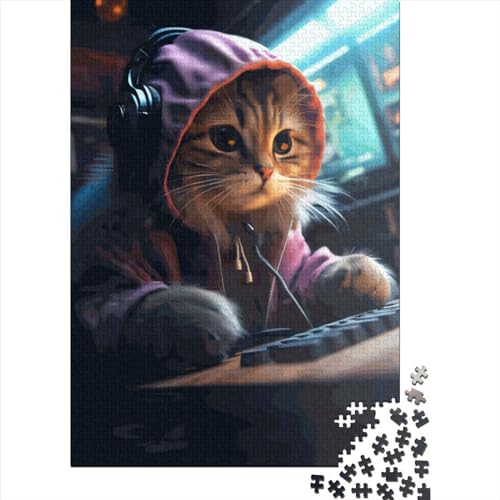 Gamer Cat Puzzle 1000 Teile Schwer Puzzle Spielzeug Lernspiel Impossible Herausforderungsspielzeug Für Erwachsene Und Kinder Ab 14 Jahren 1000pcs (75x50cm) von LMYmoney