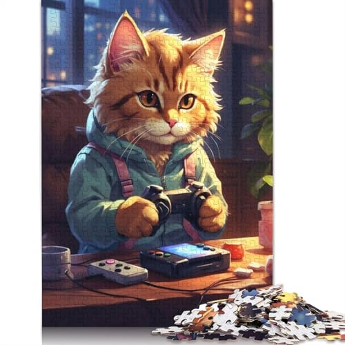 Gaming-Katzen-Puzzle, Denksportaufgabe, Premium-Puzzle aus Karton für Kinder und Erwachsene ab 12 Jahren, 1000 Teile (26 x 38 cm) von LMYmoney
