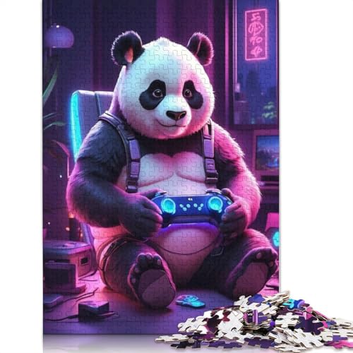 Gaming-Panda-Puzzle, kreative Spiele, 100% recycelter Karton, Puzzle für Erwachsene, 1000 Teile (26 x 38 cm) von LMYmoney