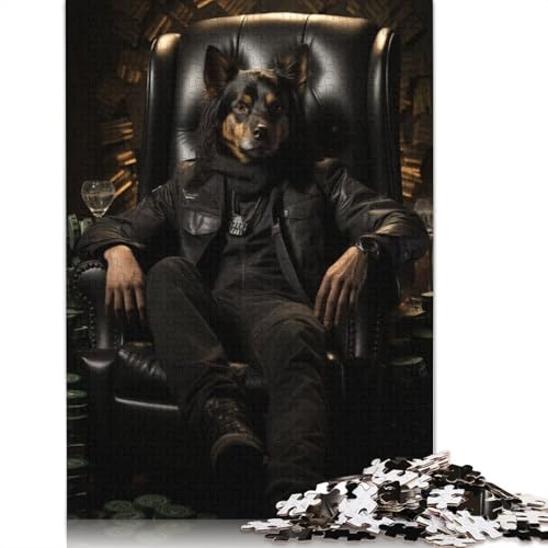 Gangsta Lustiges Hunde-Puzzle, 100% recycelter Karton, Premium-Karton, Puzzle für Erwachsene und Kinder, 1000 Teile (26 x 38 cm) von LMYmoney