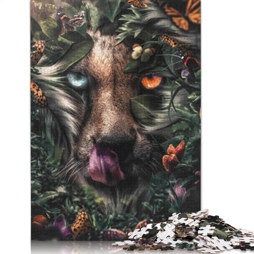 Geblümtes Geparden-Puzzle, hochwertiges, 100% recyceltes Papppapier, rechteckiges Puzzle für Jungen oder Mädchen, 1000 Teile (75 x 50 cm) von LMYmoney