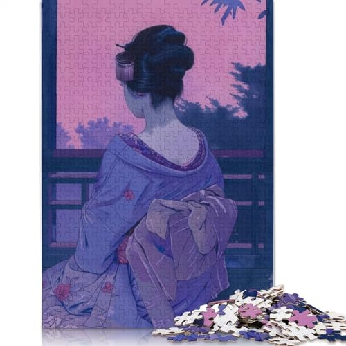 Geisha Japan Gemälde-Puzzle, Lernspiele, Familienaktivitäten, Premium-Karton-Puzzle für Frauen und Männer, 1000 Teile (75 x 50 cm) von LMYmoney
