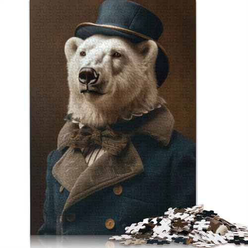 Gentleman-Eisbär-Puzzle, einzigartige Heimdekoration, 100% recycelter Karton, Puzzle für Erwachsene und Kinder, Tagesgeschenke, 1000 Teile (26 x 38 cm) von LMYmoney