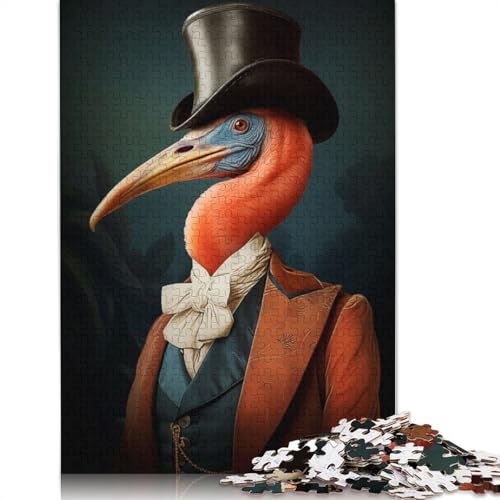 Gentleman Flamingo Art Puzzle, Premium-Puzzle aus 100% recyceltem Kartonpapier, rechteckig, für Jungen oder Mädchen, 1000 Teile (26 x 38 cm) von LMYmoney
