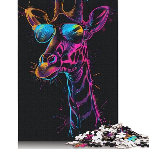 Giraffe mit Kopfhörern, Puzzle 1000 Teile, Holzpuzzle für Erwachsene und Teenager, Familienspiel, 1000 Teile (75 x 50 cm) von LMYmoney