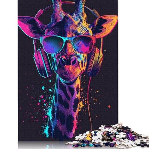 Giraffe mit Kopfhörern, Puzzle für Erwachsene, 1000 Teile, Holzpuzzle für Erwachsene, Puzzles für Jugendliche ab 12 Jahren, (75 x 50 cm) von LMYmoney