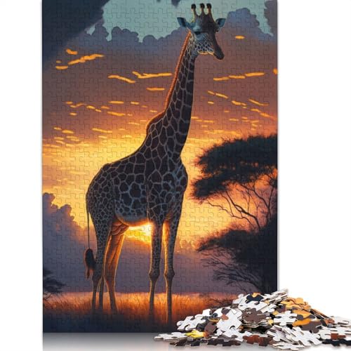 Giraffen-Tier-Sonnenuntergang-Puzzles für Erwachsene ab 18 Jahren, Upe-Lernspiele, Puzzle für Erwachsene und Kinder, 520 Teile (52 x 38 cm) von LMYmoney