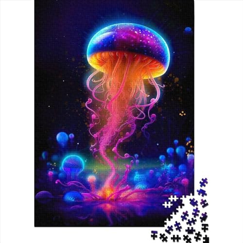 Glowing Jellyfish Puzzle 1000-teilige Schwer Puzzle Spielzeug Lernspiel Impossible Herausforderungsspielzeug Für Erwachsene Und Kinder Ab 12 Jahren 1000pcs (38x26cm) von LMYmoney