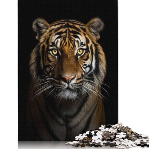 Gold Dark Tiger Puzzle 1000-teilige Schwer Puzzle Spielzeug Lernspiel Impossible Herausforderung Spielzeug Für Erwachsene Kinder 1000pcs (38x26cm) von LMYmoney