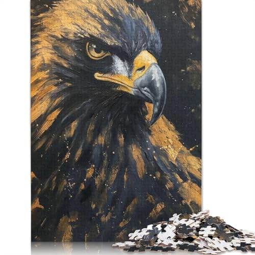 Gold-Schwarzer Adler-Malpuzzle, 100% recyceltes Kartonpapier, rechteckiges Puzzle für Erwachsene und Kinder, 1000 Teile (26 x 38 cm) von LMYmoney