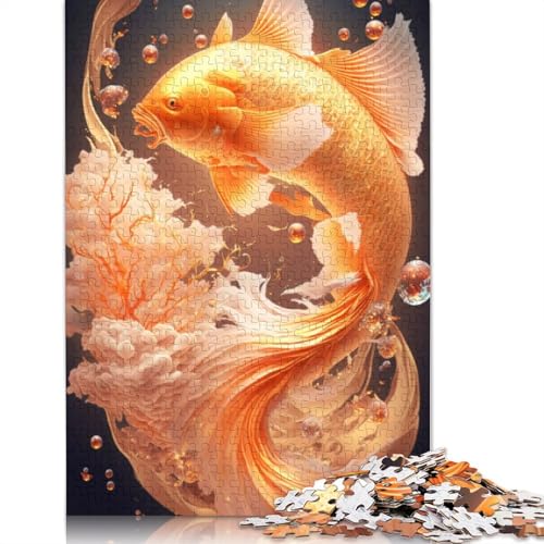 Golden Koi Puzzle 1000-teilige Schwer Puzzle Spielzeug Lernspiel Impossible Herausforderung Spielzeug Für Erwachsene Und Kinder in Bewährter 1000pcs (40x28cm) von LMYmoney