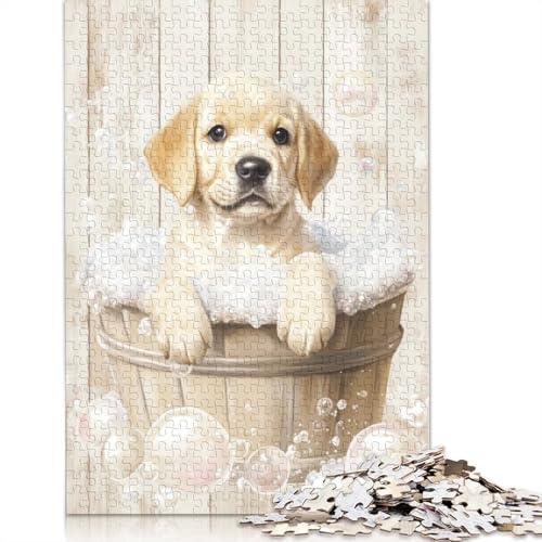 Golden Retriever Puppy Bath Puzzle 1000-teilige Schwer Puzzle Spielzeug Lernspiel Impossible Herausforderung Spielzeug Für Erwachsene Und Kinder Ab 12 Jahren 1000pcs (75x50cm) von LMYmoney