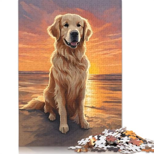 Golden Retriever-Sonnenuntergang-Puzzle für Erwachsene, Lernspiel, Puzzle-Geschenke für Kinder ab 12 Jahren, 520 Teile (52 x 38 cm) von LMYmoney