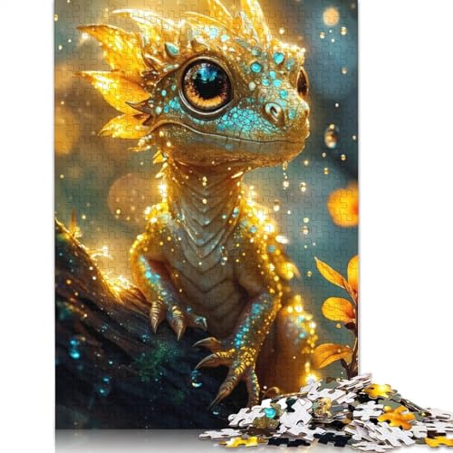 Goldgelber Babydrache, 1000-teiliges Puzzle für Erwachsene | | Familienspaß-Puzzles für Erwachsene, Denkspiele (38 x 26 cm) von LMYmoney