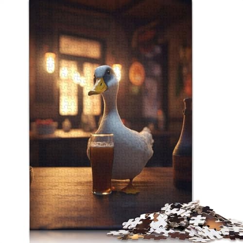 Goose Drinking Beer at Bar Puzzle 1000 Teile Schwer Puzzle Spielzeug Lernspiel Impossible Herausforderungsspielzeug Für Erwachsene Kinder 1000pcs (75x50cm) von LMYmoney
