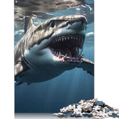 Hai-Unterwasser-Puzzle, rechteckig, Pappe, Papier, rechteckig, Puzzle für Erwachsene und Kinder, 1000 Teile (75 x 50 cm) von LMYmoney