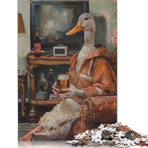 Halbe Ente, halber Mensch, Bier-Puzzle, Lernspiele, Familienaktivitäten, Premium-Karton-Puzzle für Frauen und Männer, 1000 Teile (26 x 38 cm) von LMYmoney