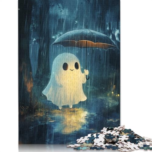 Halloween-Geist im Regen-Puzzles für Erwachsene passen perfekt zusammen. Puzzlespiele für Erwachsene für Frauen und Männer, 1000 Teile (75 x 50 cm) von LMYmoney