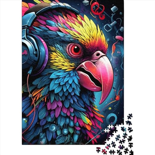 Headphones Parrot Puzzle 1000 Teile Schwer Puzzle Spielzeug Lernspiel Impossible Herausforderungsspielzeug Für Erwachsene Und Kinder Ab 12 Jahren 1000pcs (75x50cm) von LMYmoney