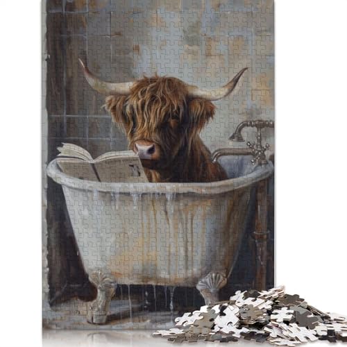 Highland Cow Badewannen-Buch-Puzzle, kreative Spiele, Premium-Karton-Puzzle für Frauen und Männer, Geburtstagsgeschenk, 1000 Teile (75 x 50 cm) von LMYmoney
