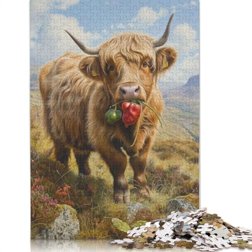 Highland Cow Pepper Land Puzzle, kreative Spiele, 100 Prozent recycelter Karton, Puzzle für Erwachsene, 1000 Teile (75 x 50 cm) von LMYmoney