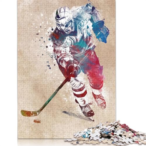Hockeyspieler-Sportkunst, 1000-teiliges Puzzle für Erwachsene, Premium-Puzzle aus 100% recyceltem Brett, Geschenke für Erwachsene, für Jungen oder Mädchen, 1000 Teile (75 x 50 cm) von LMYmoney
